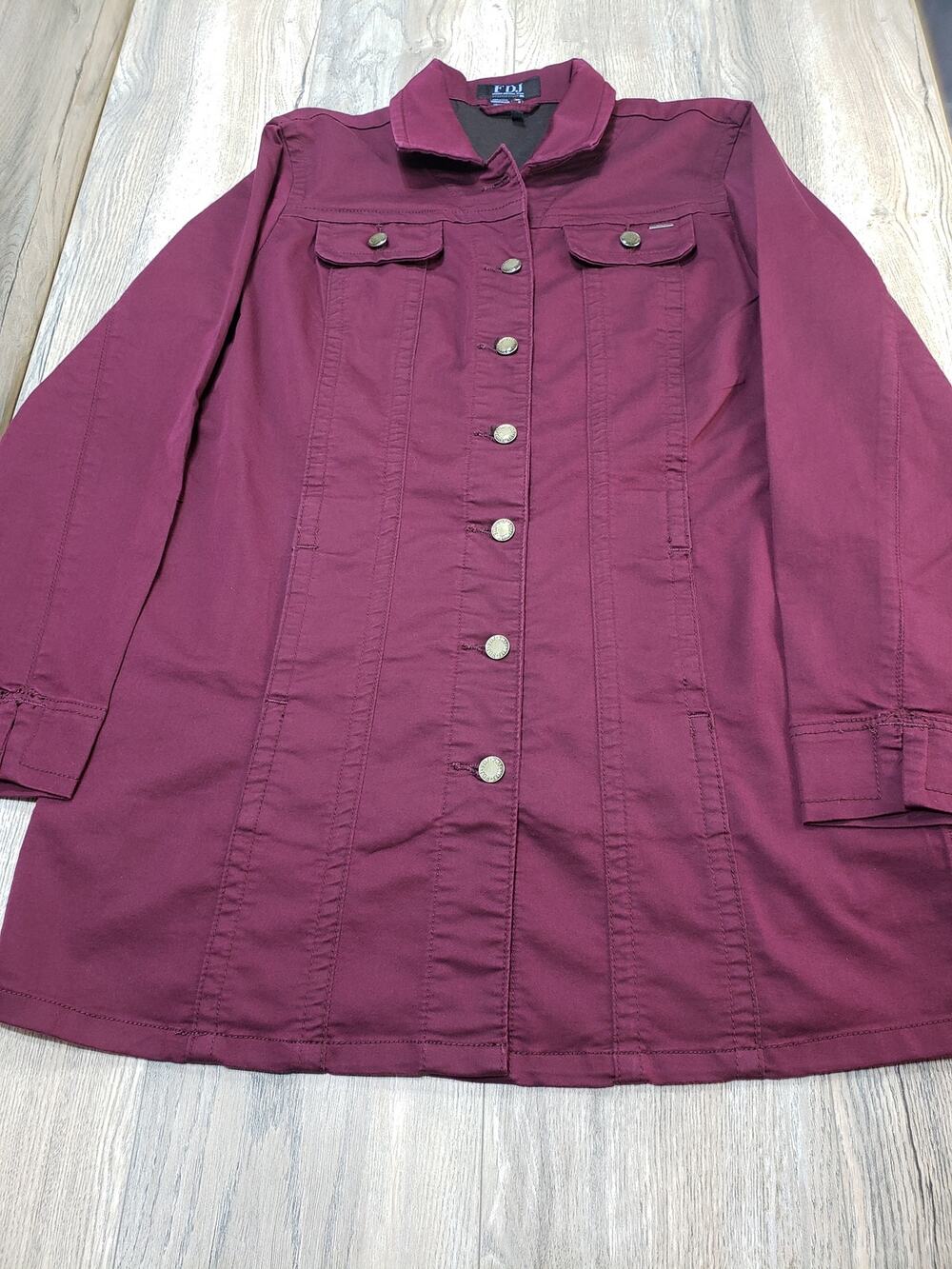FDJ French Dressing Jeans Women's Burgundy Long Button Jacket Large Canada